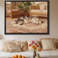 Oil Painting Siberian Husky Dog Canvas Print for Living Room Wall Art Decor