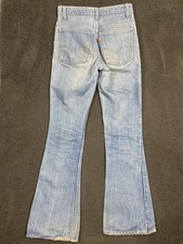 Vintage 70  s Levi  s 646 Orange Tab Bellbottom Flare Light Denim Jeans Size 29x32