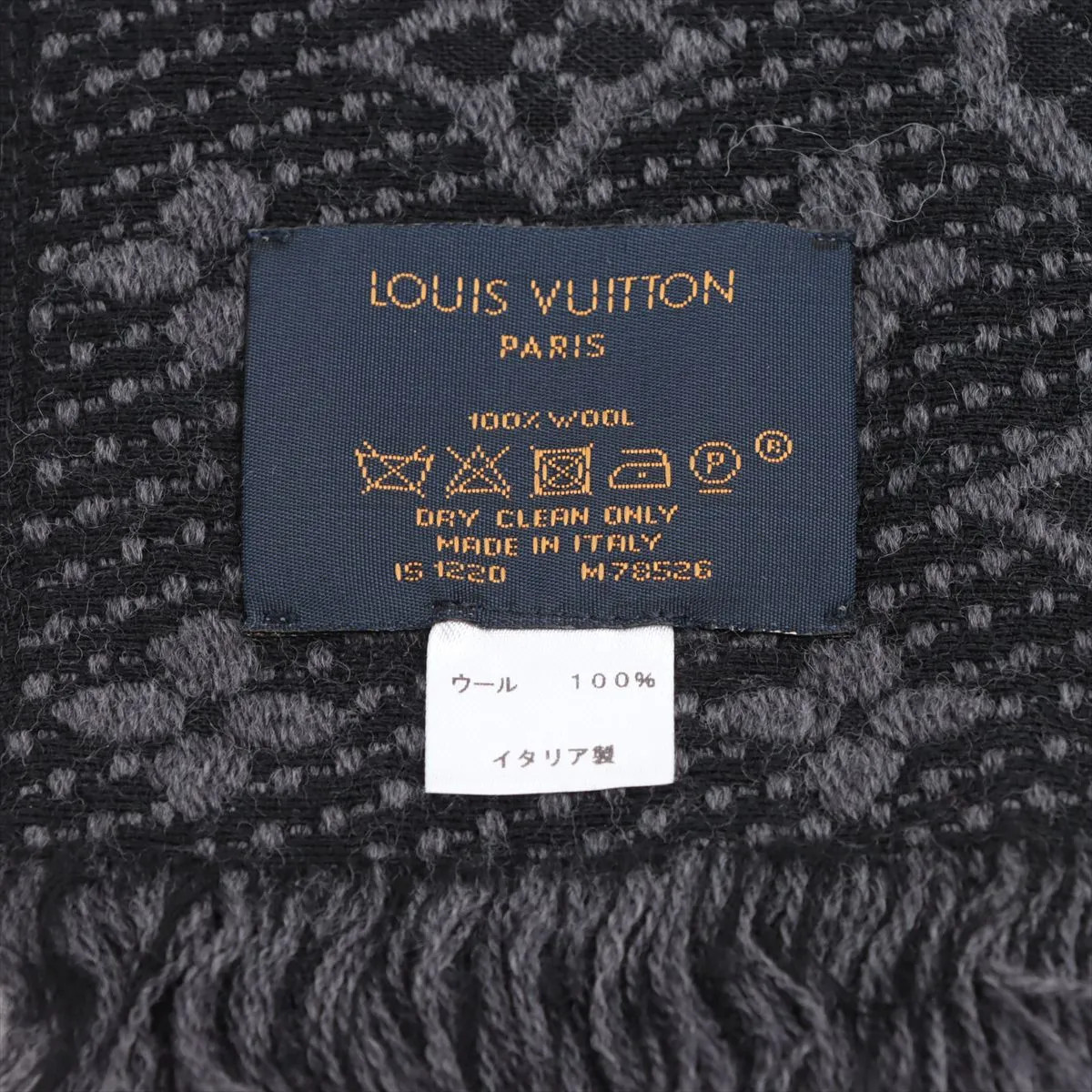 Louis Vuitton M78526 Echarpe Monogram Classic IS1220 Scarf Wool Black thumbnail 3