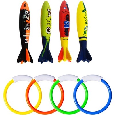 Tauchbecken Spielzeugset, Tauchringe, Stöcke, Torpedo, Schwimmen, Pooltraining