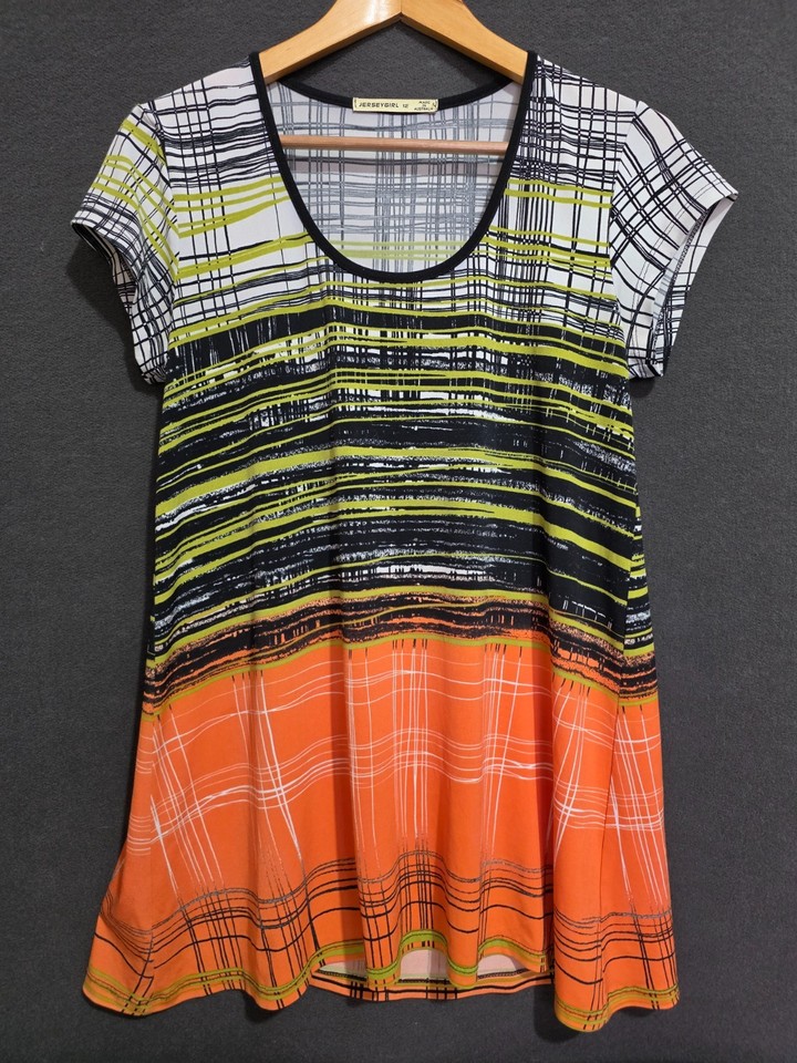 Jersey Girl abstract printed tunic top size 12