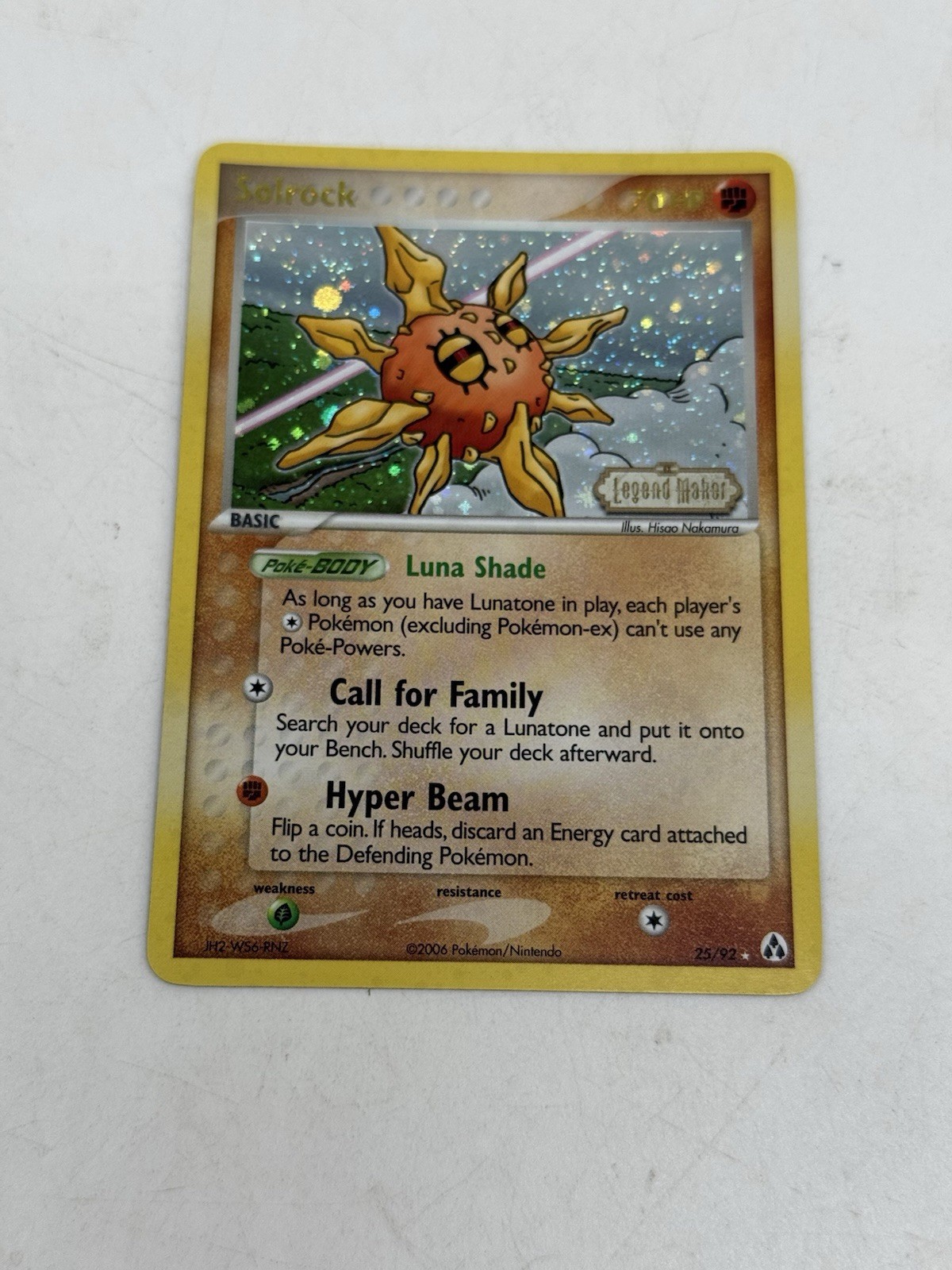 2006 Pokemon EX Legend Maker Solrock Reverse Foil 25/92 Holo NRMT