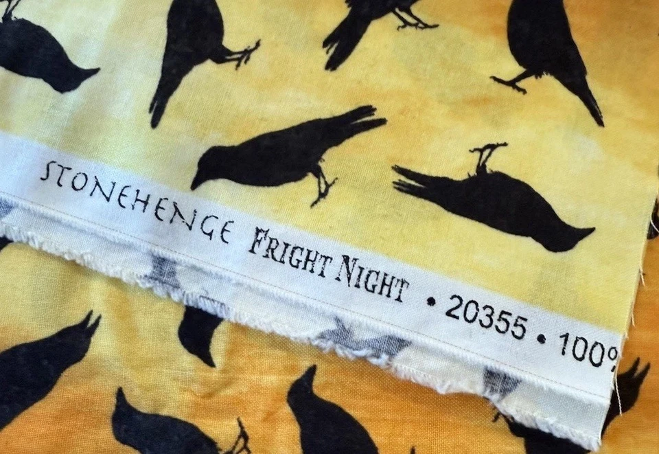 Stonehenge Fright Night Northcott Fabric Halloween Ravens Crows Orange 18 x 44” - Image 3 of 4