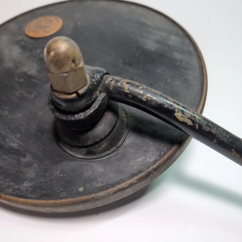 Espejo de ala redonda vintage LUCAS marco de carcasa negro con insignia King of the Road Foto 3 de 4