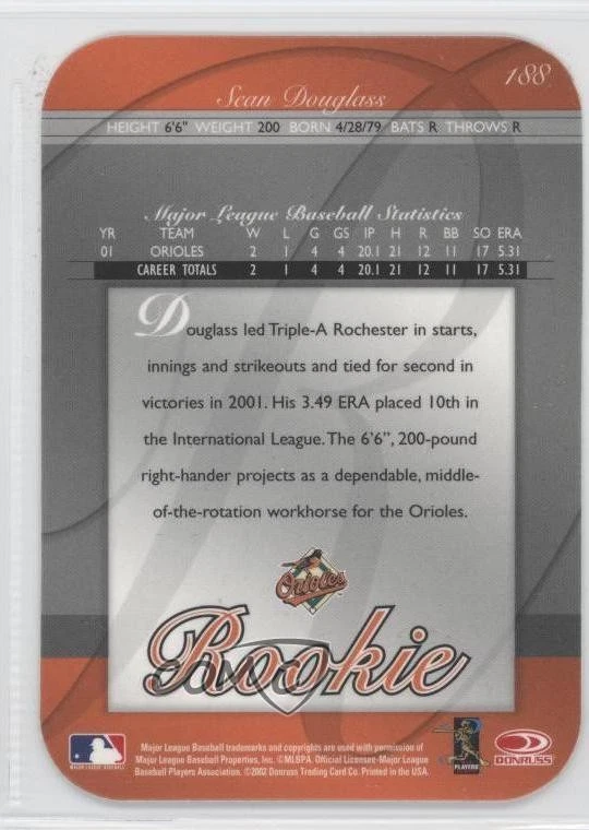 2002 Donruss Elite Rookie Turn of the Century Die-Cut /150 Sean Douglass Auto - Image 2 of 2