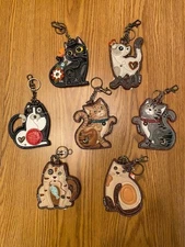 CHALA - CAT KEY FOBS - 7 CHOICES!!   Coin Purse on the Back   NEW:  BLACK CAT