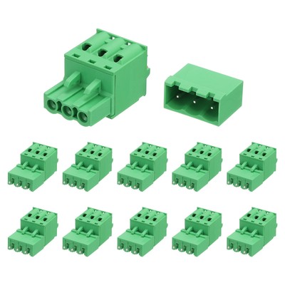 20 Set 3-Pin 5.08mm/0.2'' Pitch PCB Mount Screw Terminal Straight Green
