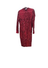 Fashion Nova Red Mesh Long Sleeve Dress Size Medium Used Great Condition Women's