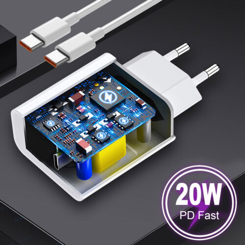 20W PD USB-C Fast Charger Wall Adapter With Cable For iPhone Samsung Android LG - Picture 10 of 32