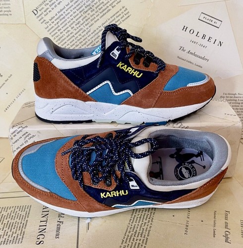 Karhu Sneaker Aria Brown Blue Black Suede Cushioned Mens 2 Women's 4 EU 35 NEW - Picture 6 of 10