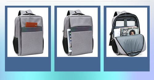 Mochila moderna delgada para computadora portátil de 15,6 pulgadas impermeable puerto USB reflectante hombres mujeres - Imagen 6 de 10