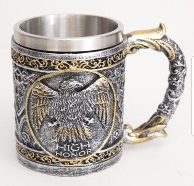 Set 4 Pcs Vintage PartyBarbecue Beer Cup Mug Stainless Steel Castle King Knight