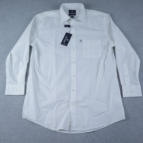 Stafford Shirt Mens 16.5 32/33 Fitted Broadcloth Button Up White Long Sleeve NWT