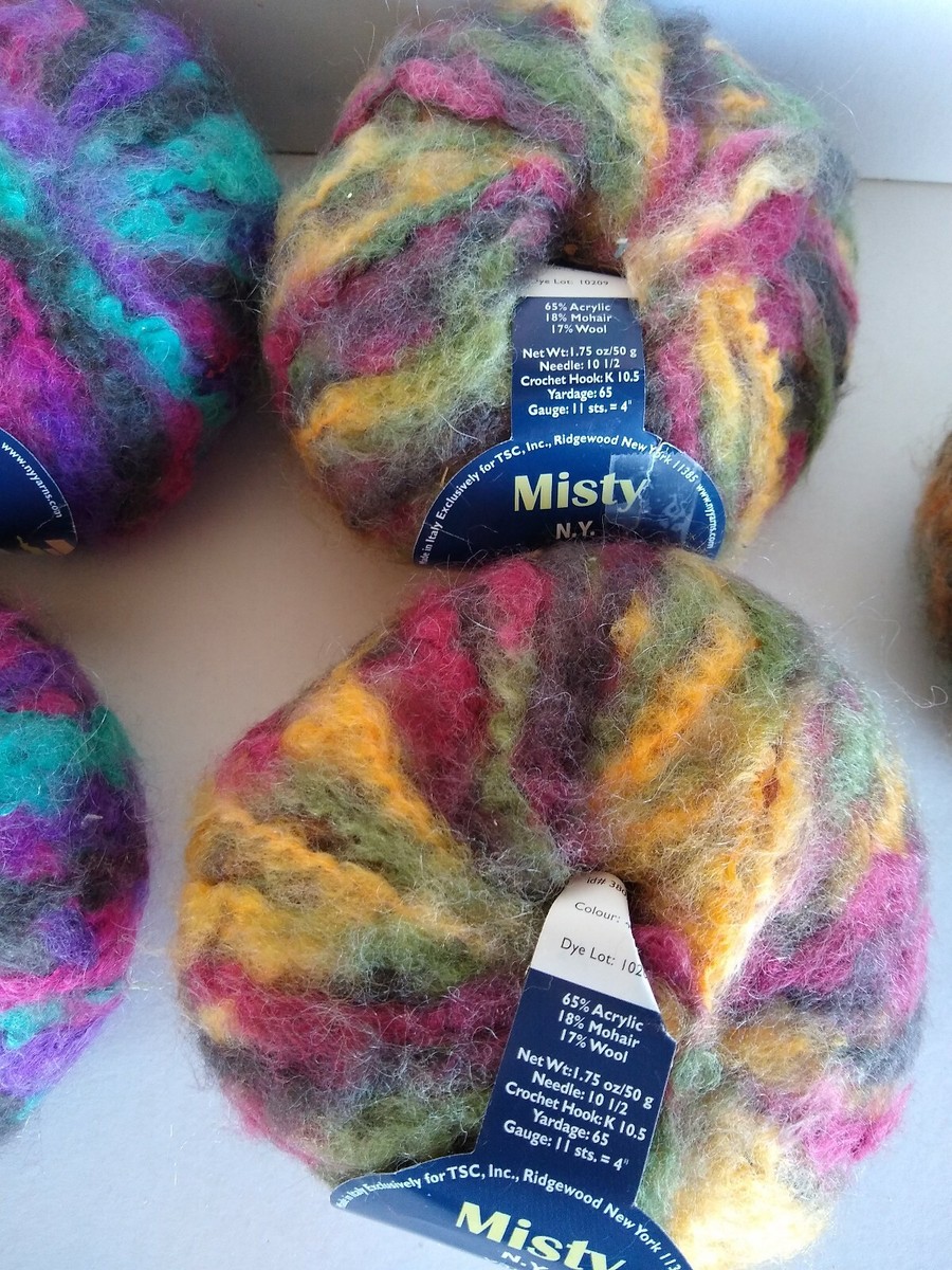 Misty NY Yarn Mohair Wool Acrylic Blend 7 Skeins TSC Italy Misty NY Yarn Mohair Wool Acrylic Blend 7 Skeins TSC Italy