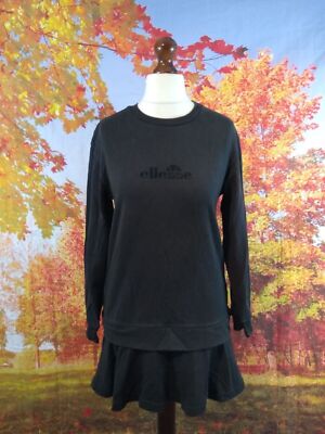 Ellesse Italia black cotton Sweatshirt Skater Dress. UK women's size 8