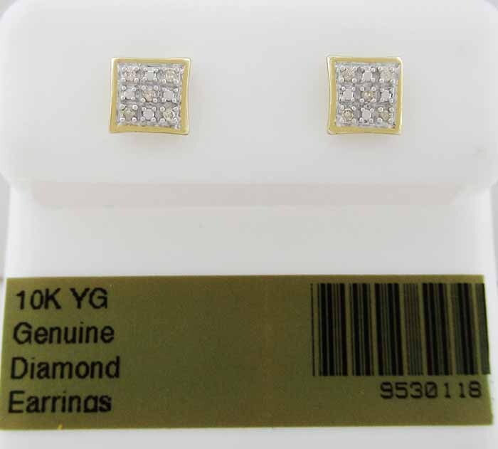 GENUINE DIAMOND STUD EARRINGS 10k GOLD  - FREE CERTIFICATE APPRAISAL -Screw Back