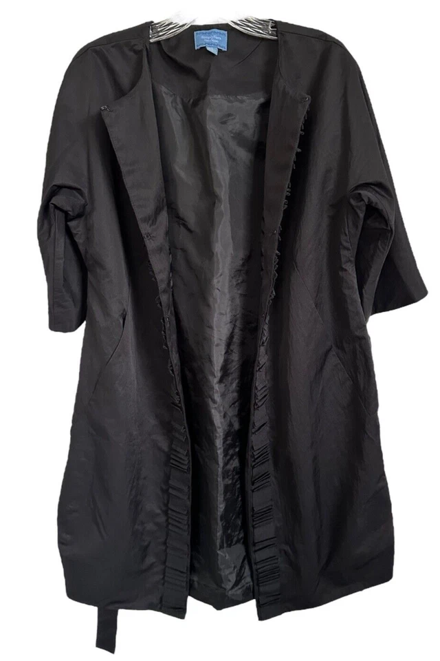 SIMPLY VERA BY VERA WANG Women's Long Trench Coat Blazer Tie Pocket Black Size S - Image 2 of 4