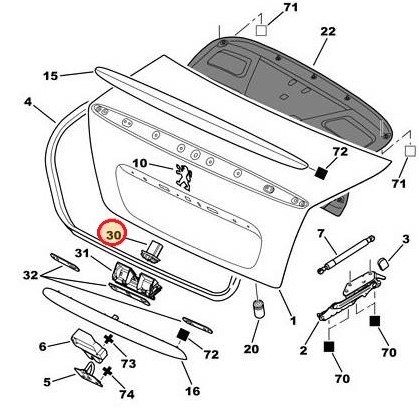Peugeot 206 207 307 308 407 5008Partner-tailgate boot trunk handle switch 6554V5 - Picture 7 of 8
