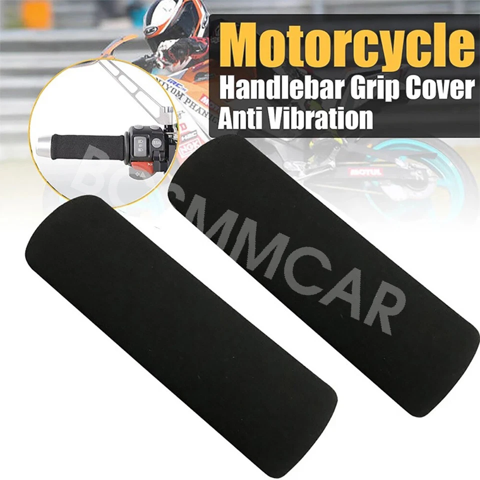 2x Motorcycle Handlebar Grip Covers Foam Anti-slip Comfort Anti Vibration Covers - Image 3 of 4
