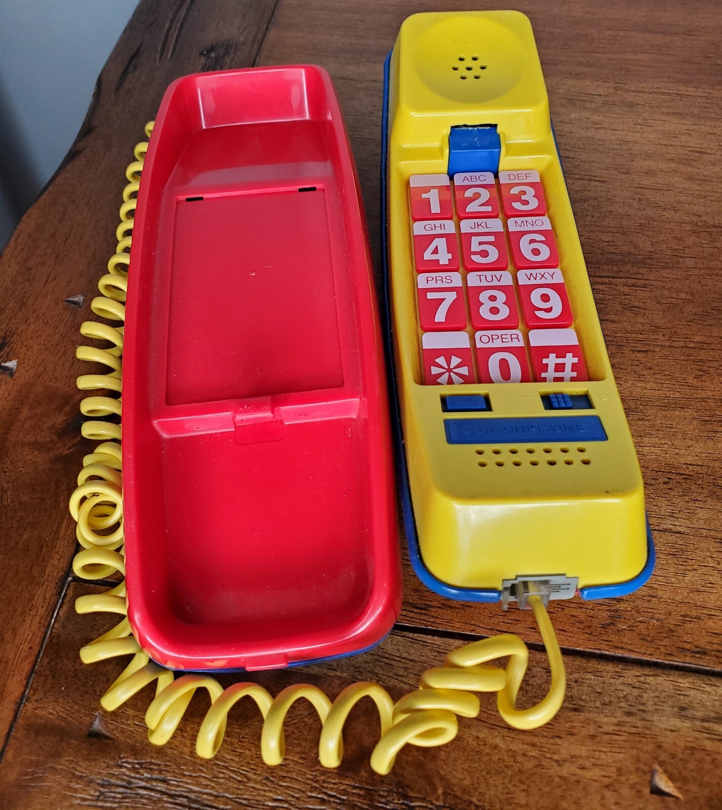 Conair Red, Blue, and Yellow Telephone wall mount/desk Push Button