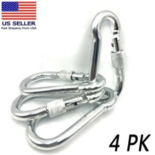 4PK 3.5" Locking Carabiner Clips Stainless Steel Spring Snap Hook 400BL US FAST
