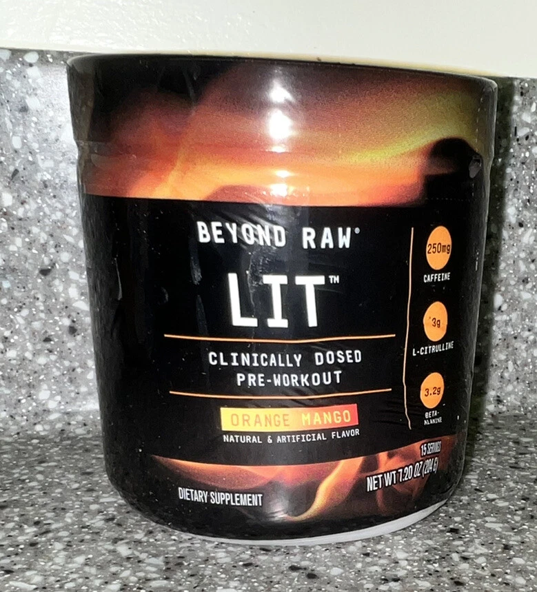 BEYOND RAW LIT PRE WORKOUT ORANGE MANGO DIETARY SUPPLEMENT 15