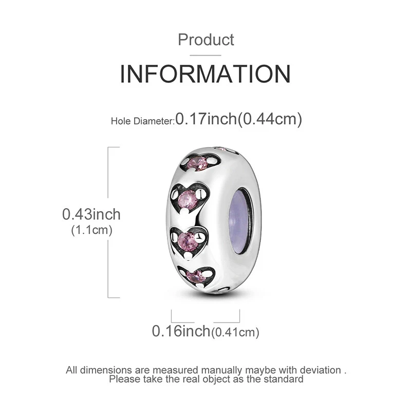 MULA Neue Herz Spacer Bead DIY Charm AAA CZ Für Frauen Armband 925 Versilbert - Bild 2 von 4