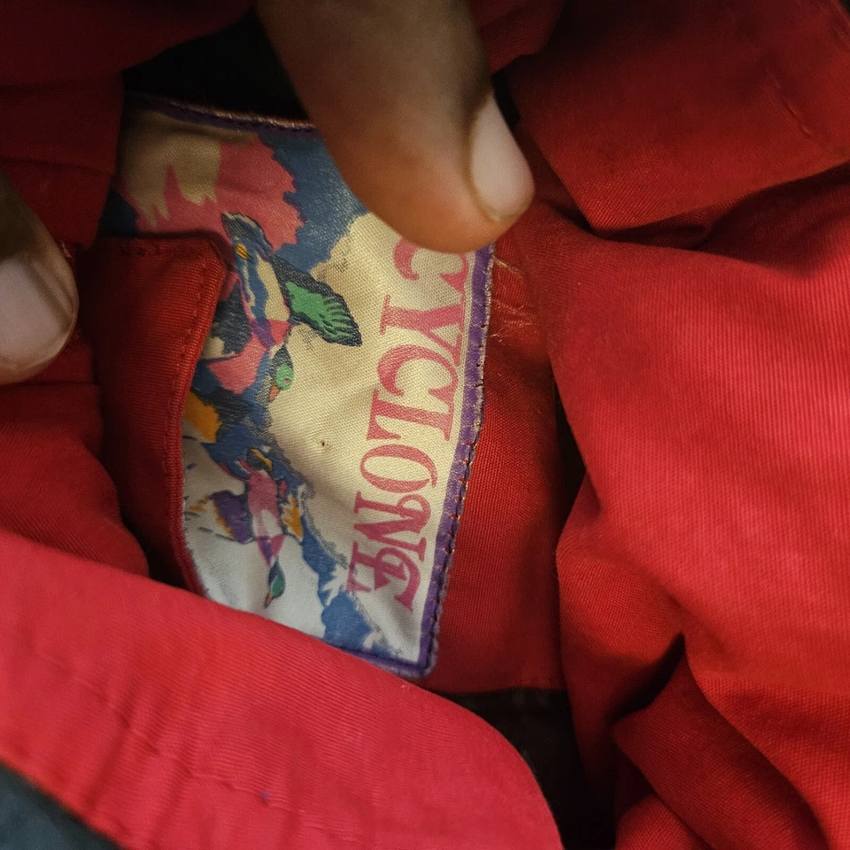 Vtg Cyclone Winter Jacket Womens Medium Red Parka Chore Down Coat - Image 3 of 4