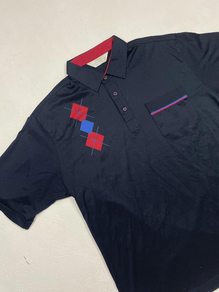 Vintage St Michael Polo Shirt Mens Large Leisurewear Pattern 90s Retro Mod