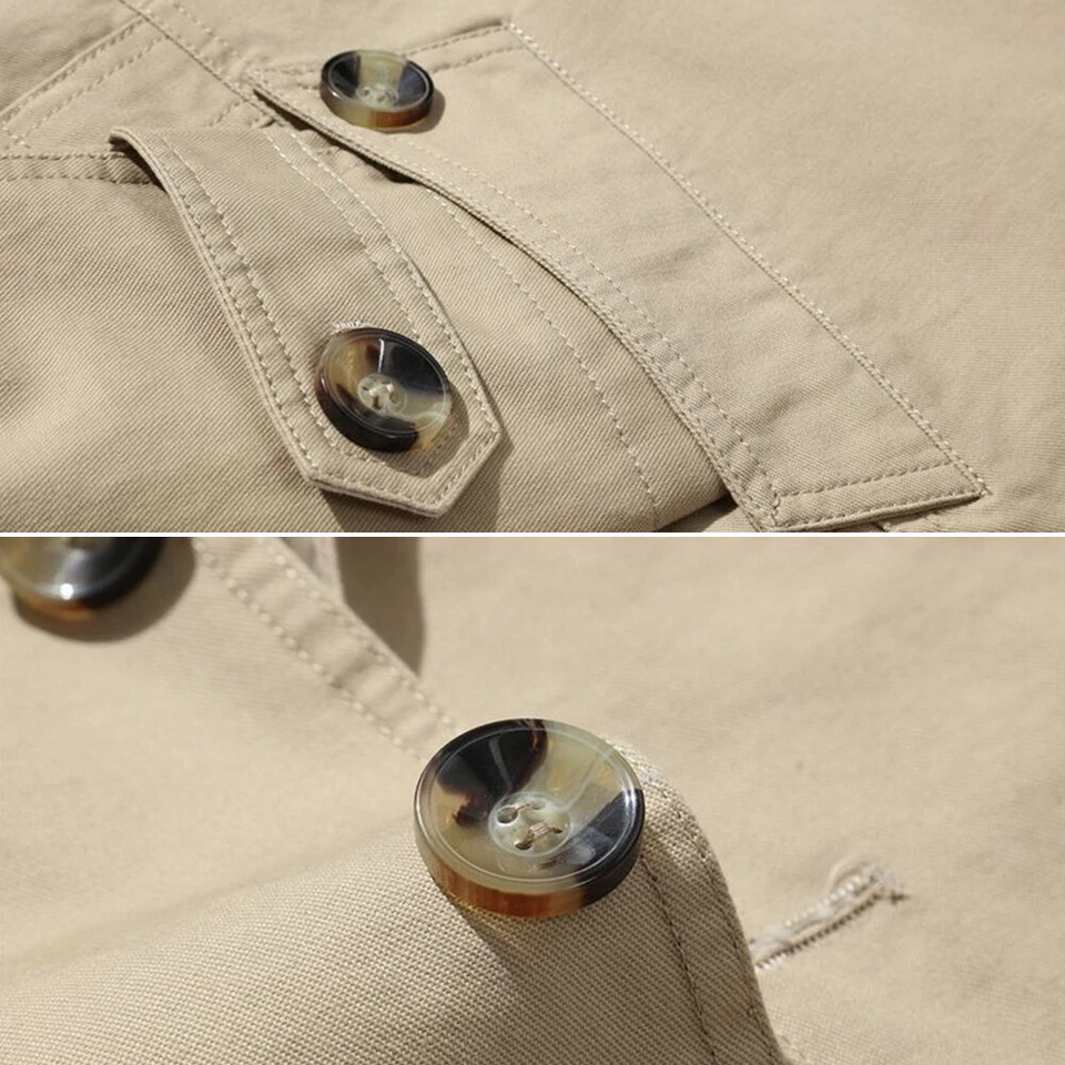 Men Winter Warm Formal Trench Coat Long Jacket Tops Smart Work Overcoat Outwear* - Image 4 of 4