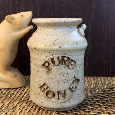 TAGGERTY POTTERY, Vic - Stoneware PURE HONEY Jar Pot 11cmH - With Side Lug EUC - image 1 of 4