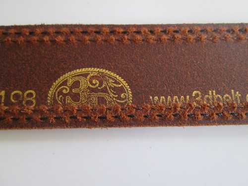 3D Belt Boys Brown Oiled Leather Western Overlay Kids #1198 Size 20 Youth USA - Picture 5 of 9