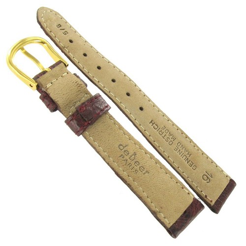 16mm deBeer Matte Burgundy Genuine Ostrich Soft Handmade Mens Watch Band SHORT - Picture 3 of 3