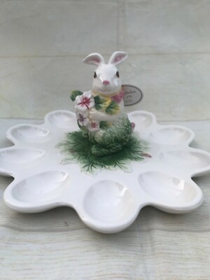 CORNER RUBY SPRING COLLECTION EASTER BUNNY DEVILED EGG PLATE/ TRAY NEW!!