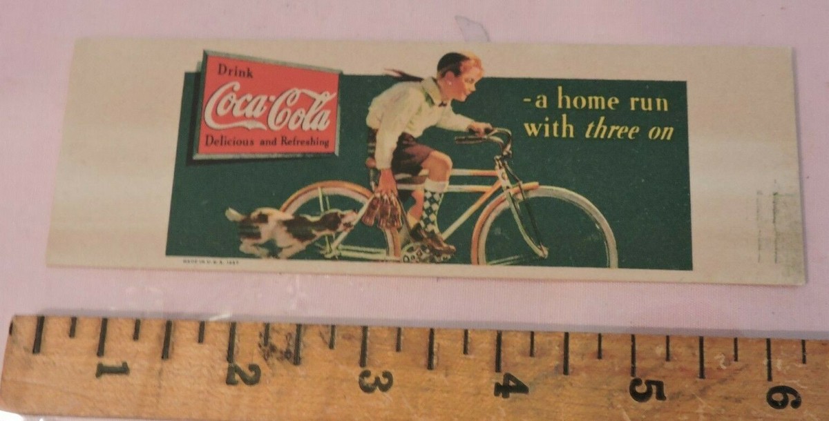 1940s 6-inch Bookmark or Blotter Coca-Cola Bicycle UK