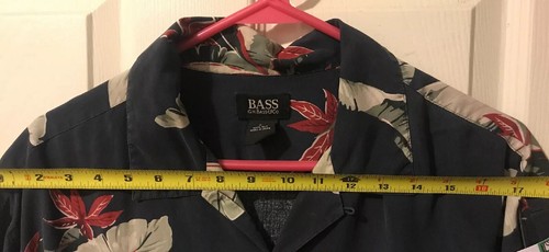 Hawaiian Floral Tropical Mens 100% Silk Button Down Shirt By Bass Sz Large - Imagen 6 de 6