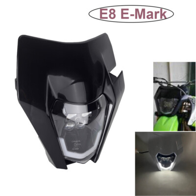 Enduro E8 LED Headlight w/ HL Beam Black For 300 450 500 EXC FC FE TC ...