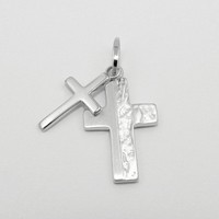 Kreuz Auf Kreuz Doppel- AnhäNger Echt Silber 925 Mit Hals- Kette LäNge WäHlbar