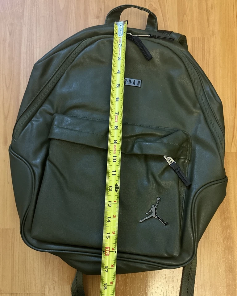 Jordan Regal Air Olive Green Faux Leather Unisex 13" Laptop Backpack - Image 4 of 4