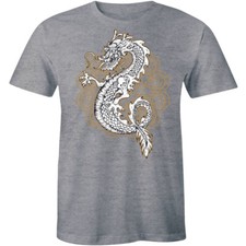 Mythical Chinese Dragon Print Men's T-shirt Summer Men Top Fierce Spiral Tee
