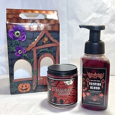 Bath & Body Works Vampire Blood Single Wick Candle & Foaming Soap Halloween Set