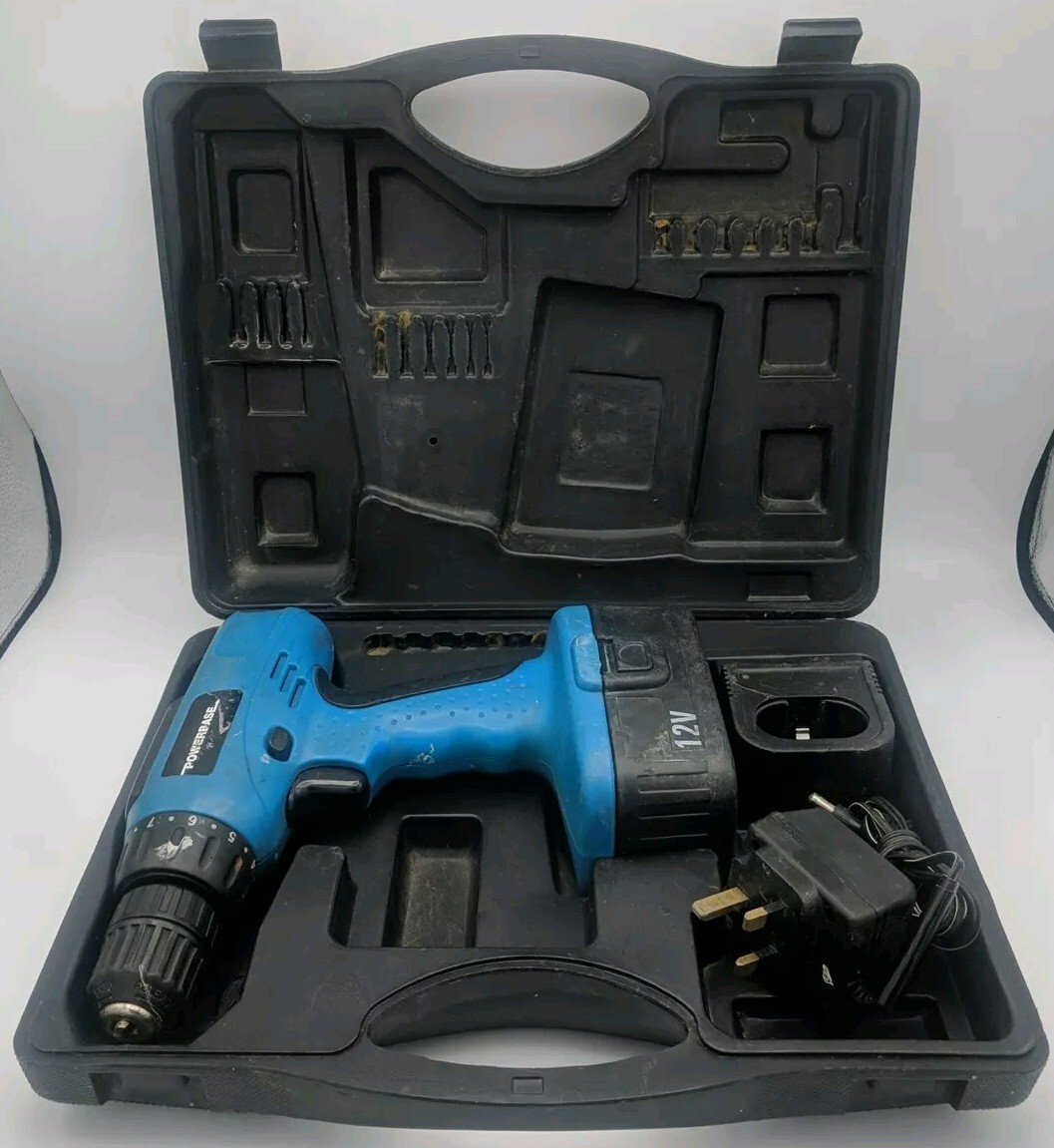 Powerbase Drill Driver 12 With Case, Battery Charger UK Exp Cheap  Clean ⭐⭐⭐