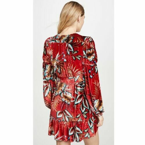 farm rio red velvet dress Farm Rio Shiny Flowers Velvet Minidress