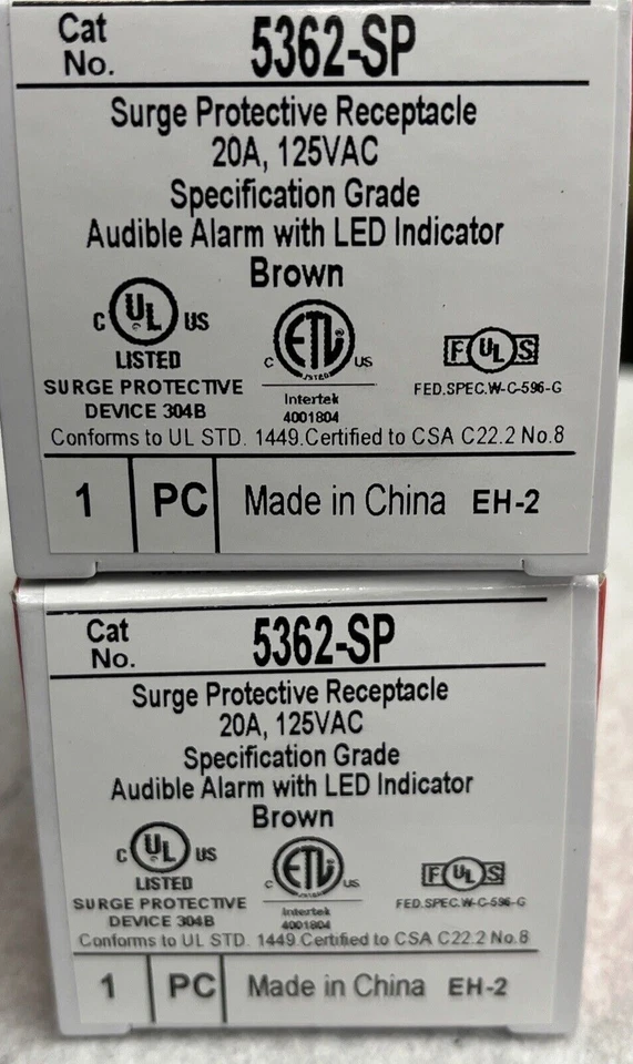 2 LEGRAND Surge Protective Receptacle 20a 125vac 5362-SP Audible Alarm w/LED 2pc - Image 4 of 4