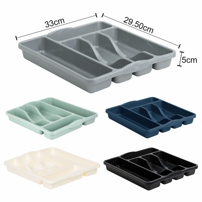3 x kleiner 5 Fächer Kunststoff Besteckkasten für Schublade Küche Organizer Einsatz