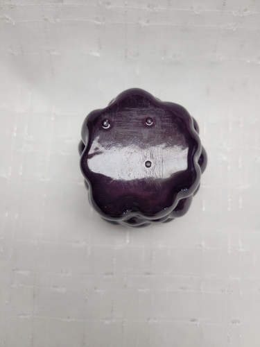 Vintage Handpainted Ceramic Grape Jam Jelly Jar w/ Leaf Lid, Underplate - Picture 7 of 10