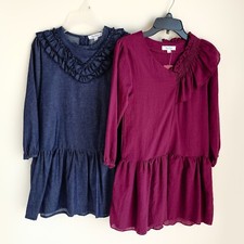 Cup Of Sweet Lot Of 2 Dresses Girls XL 14 Ruffle Blue, Burgundy Brand New w/ Tag