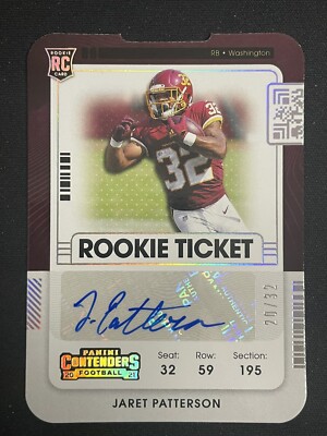 Jaret Patterson RC 2021 Contenders #263 Rookie Ticket Die Cut AUTO SP SN #20 /32