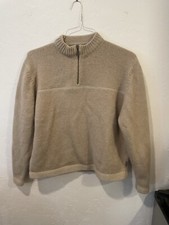 Woolrich Men  s Wool Blend Khaki 1/4 Zip Pullover Sweater Size Large Mock Neck