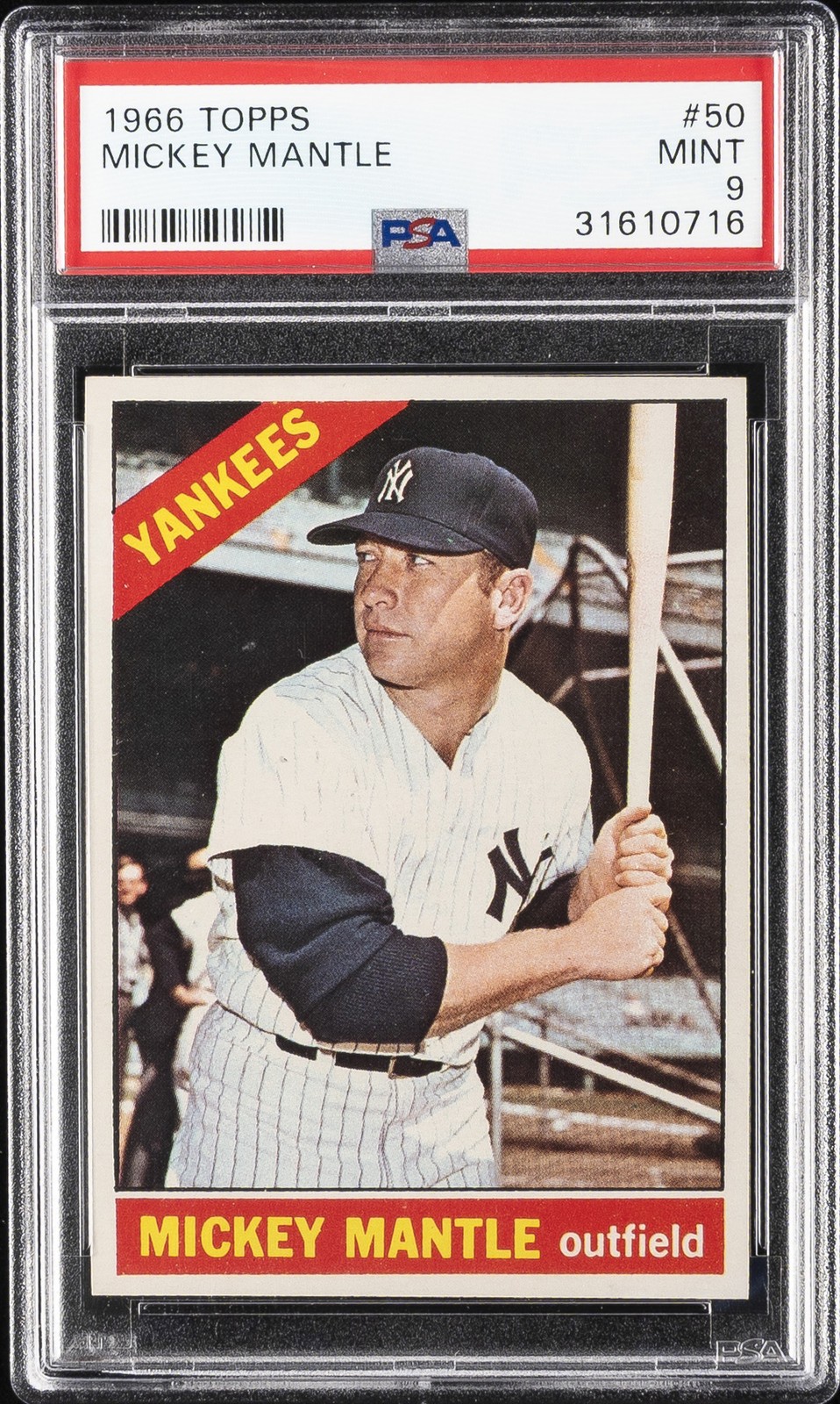 1966 TOPPS #50 MICKEY MANTLE PSA 9